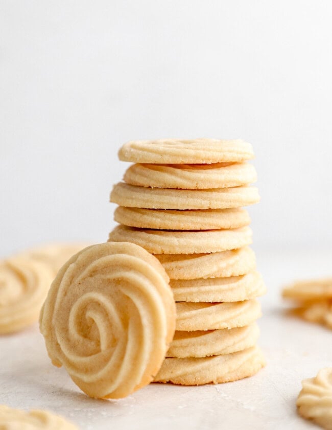 A stack of butter cookies.