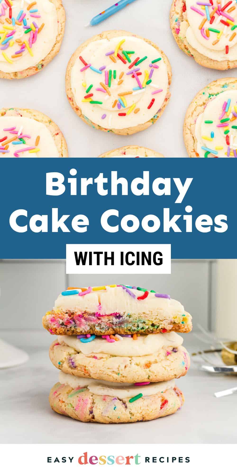 birthday cake cookies with icing pin