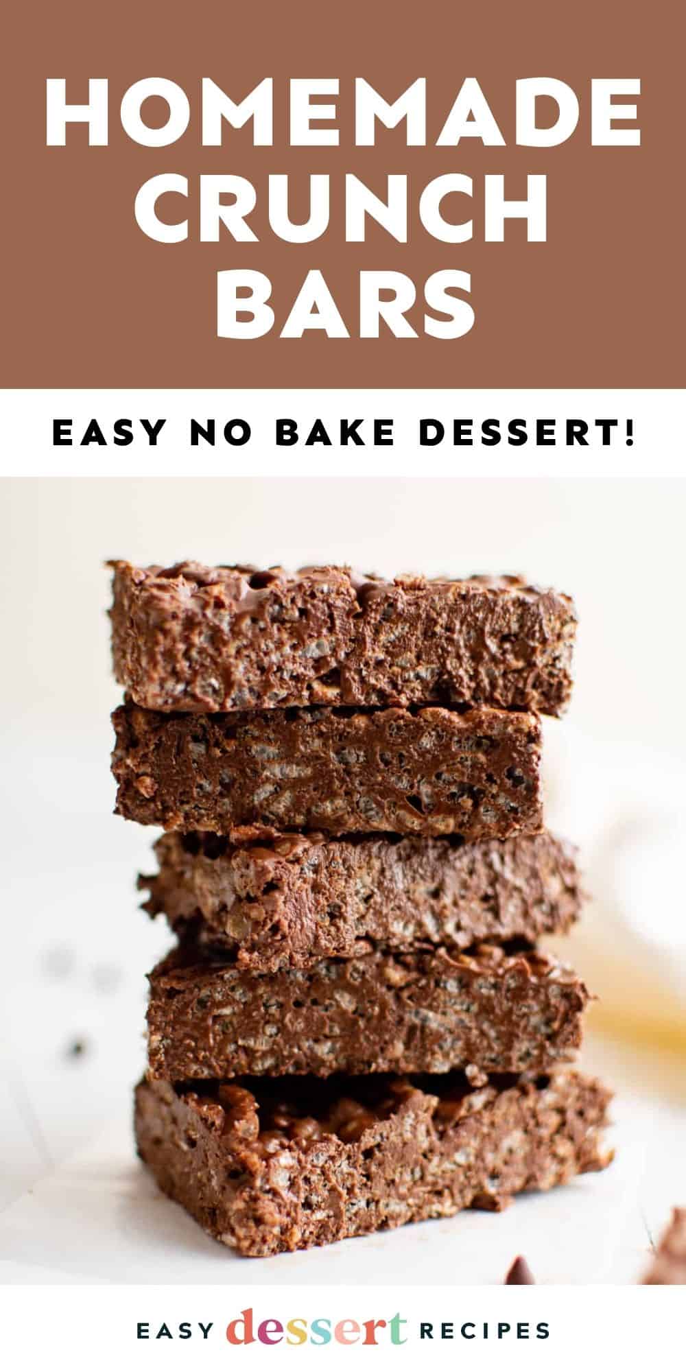 homemade crunch bars -- easy no bake dessert!