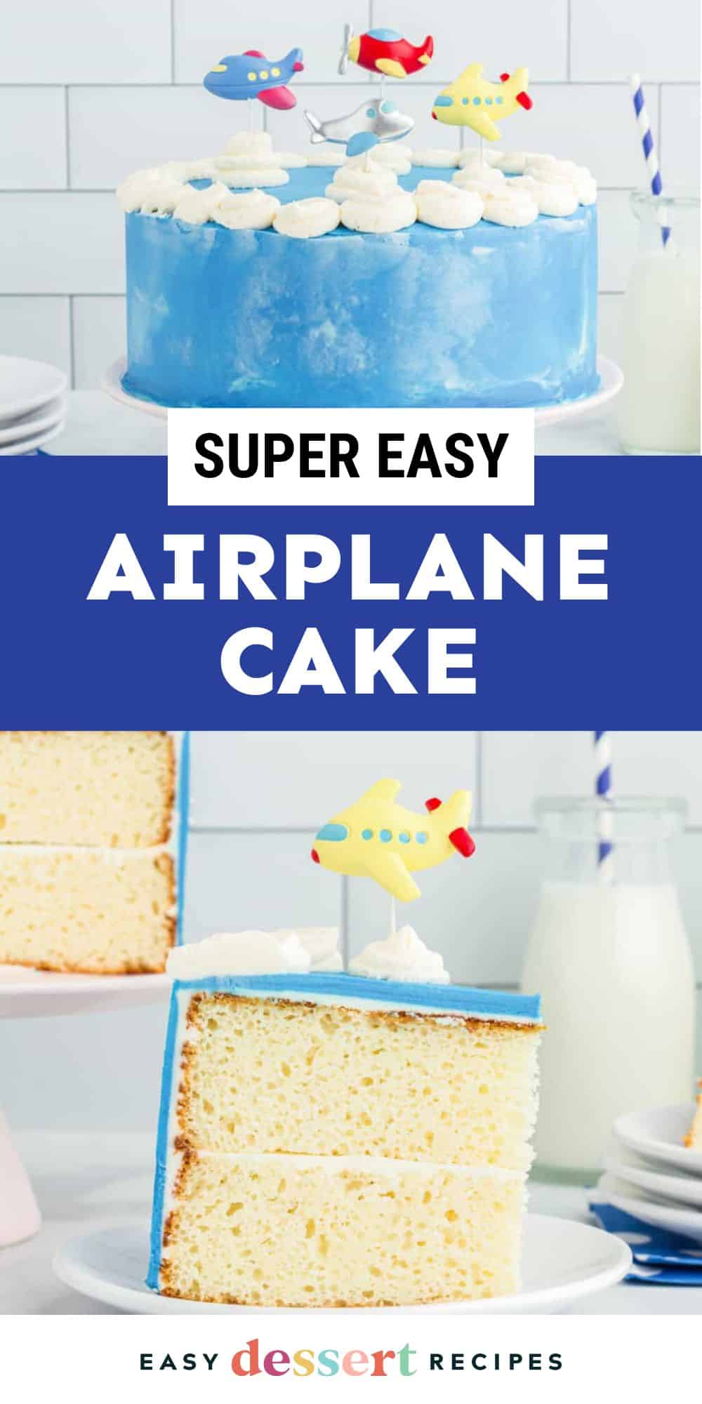 super easy airplane cake pin