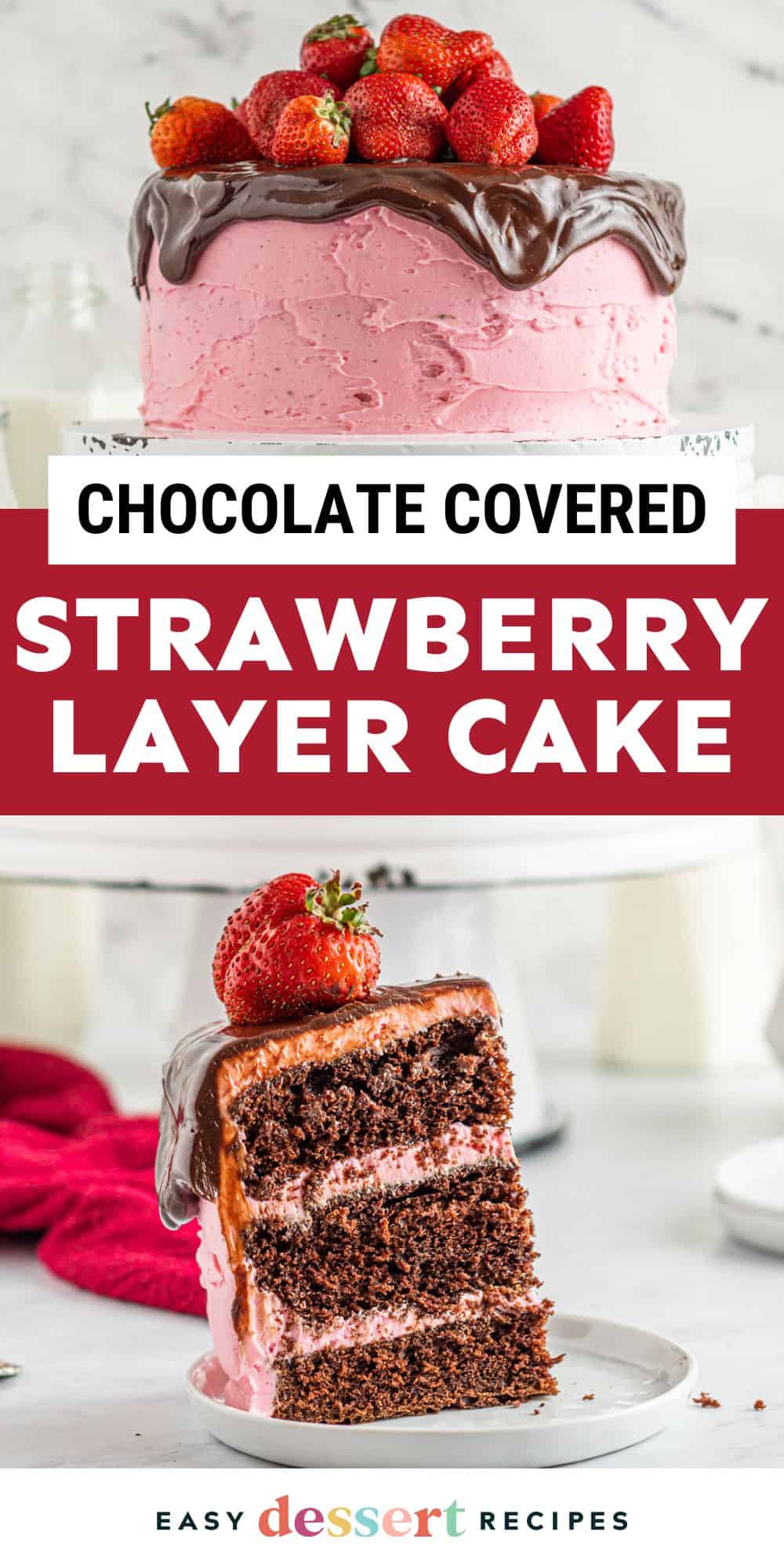 chocolate covered strawberry layer cake pin