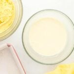cream cheese filling in a glass bowl.