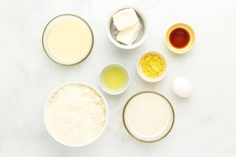 ingredients for lemon cake bars.