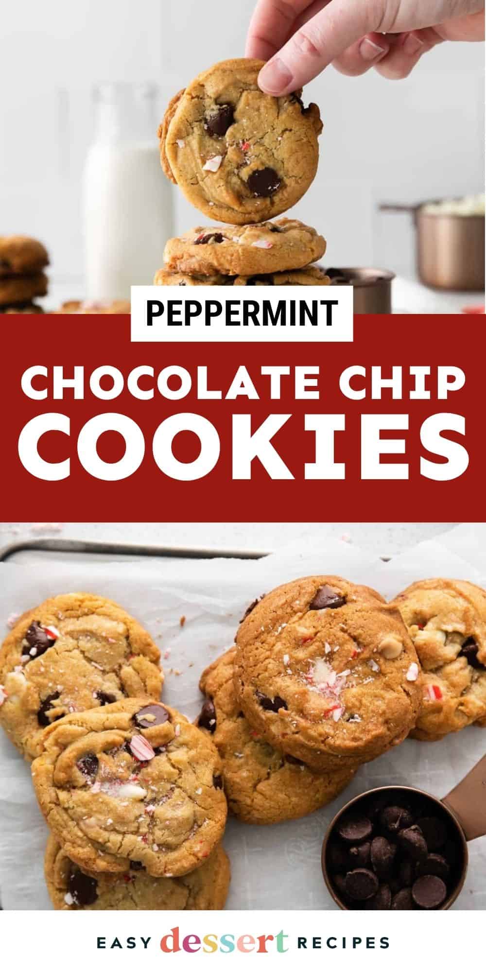 peppermint chocolate chip cookies pin.