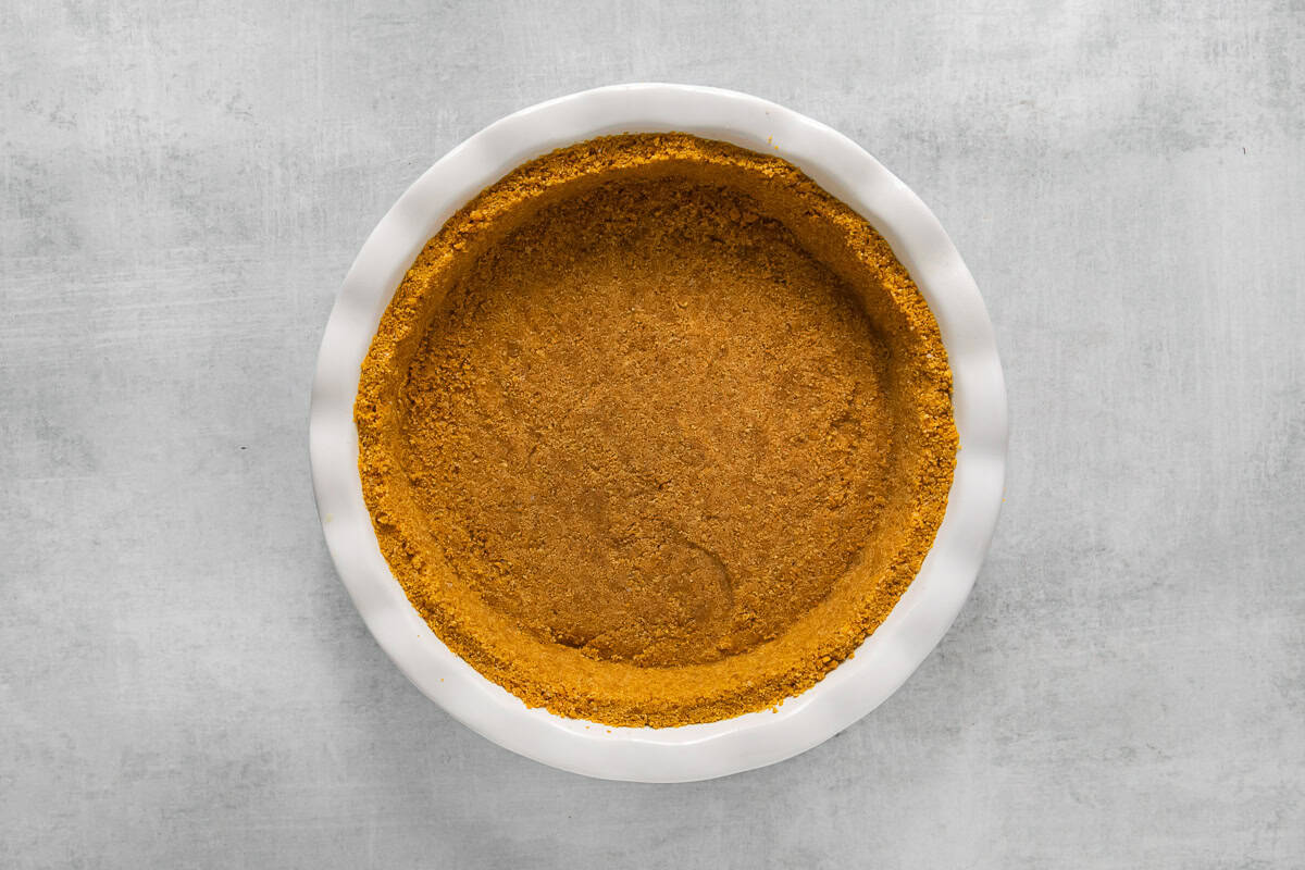 graham cracker crust pressed into a pie dish.