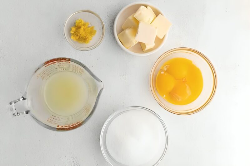 Ingredients for lemon curd.