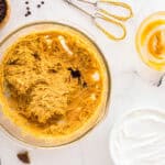 beaten cream cheese, marshmallow creme, and peanut butter in a glass bowl.