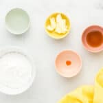 measured ingredients for creme filling in individual bowls.