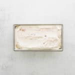Ice cream in a loaf tin ready to eat.