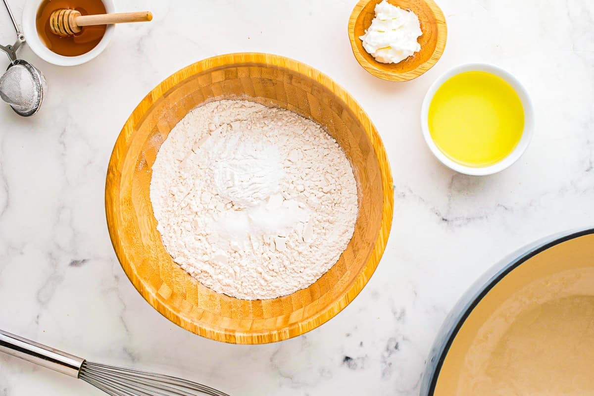 A bowl of dry ingredients.