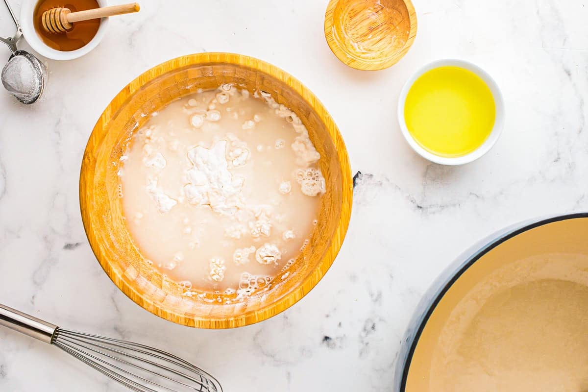 Water added to the dry ingredients.