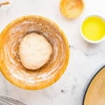 The dough in a bowl after mixing.