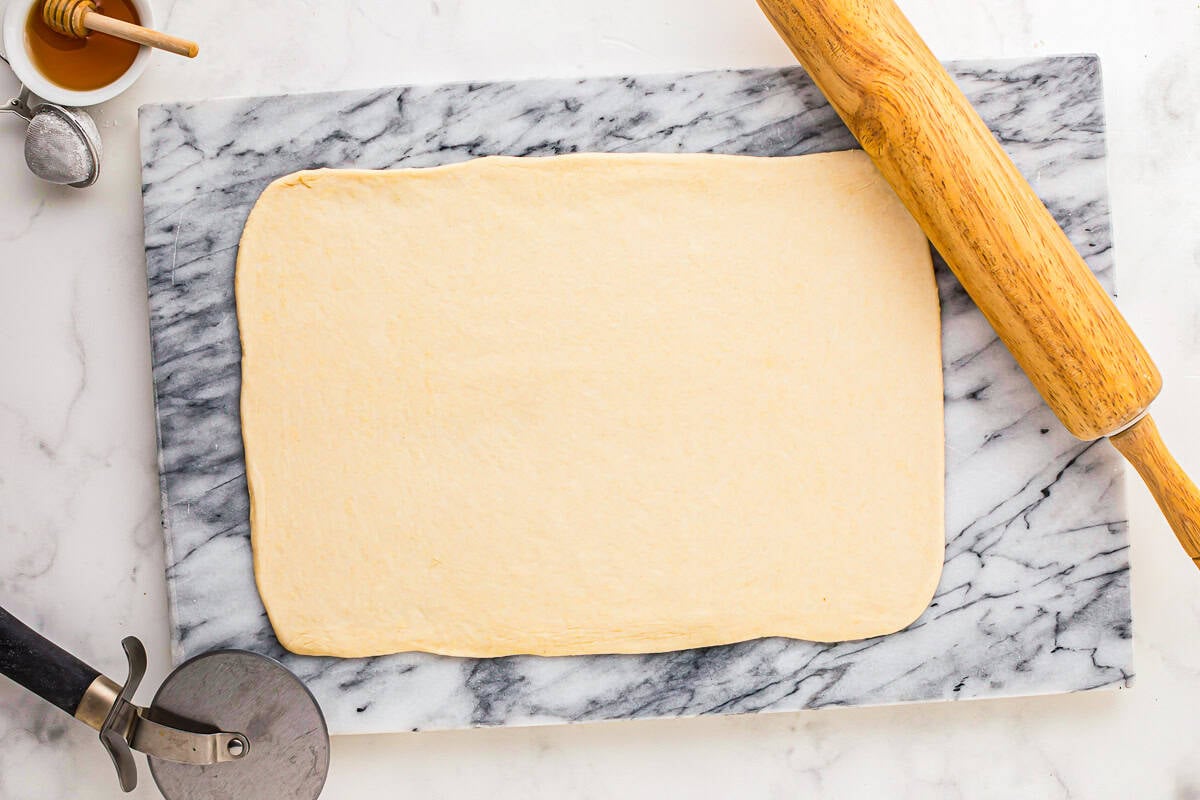 Dough rolled out flat.