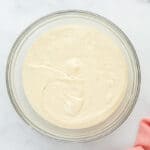 Cake mix blended together in a bowl.