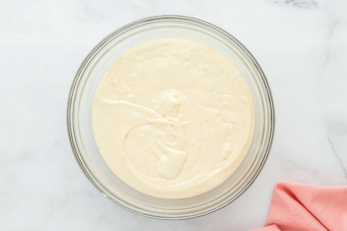 A bowl of cake batter.