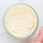 Frosting whipped together in a bowl.