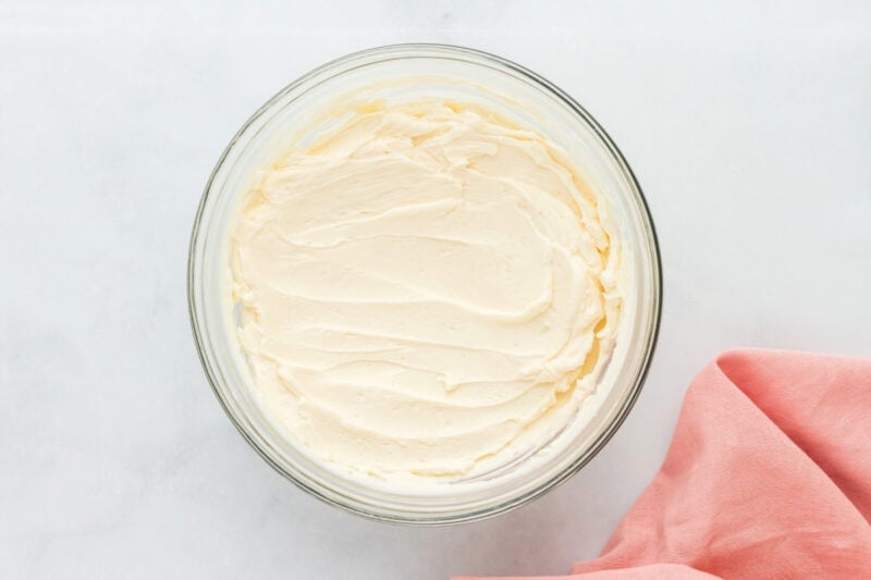 Frosting whipped together in a bowl.