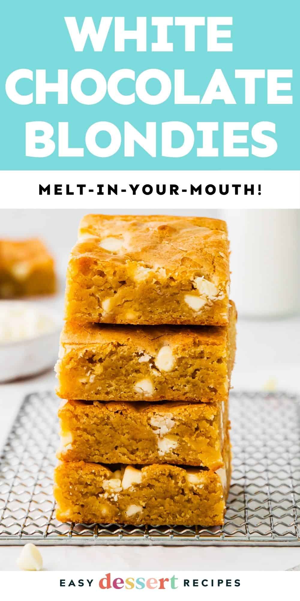 Pinterest graphic. Blondies with text overlay.