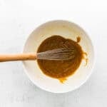 Melted butter and sugars whisked together.