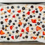 Berries and nuts sprinkled on the yogurt.