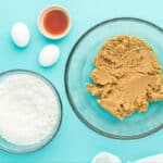 Butter and sugars beaten together.