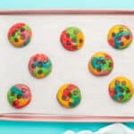 Baked rainbow cookies.