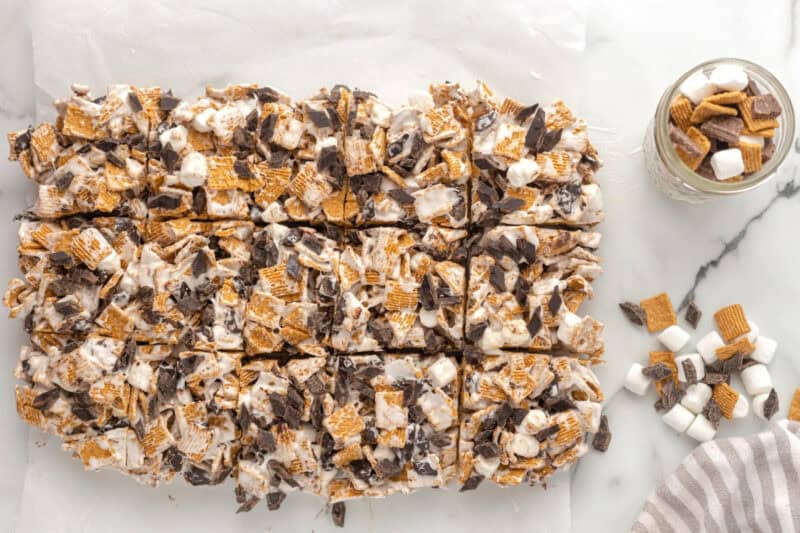 Golden Grahams S'mores treats cut into squares.