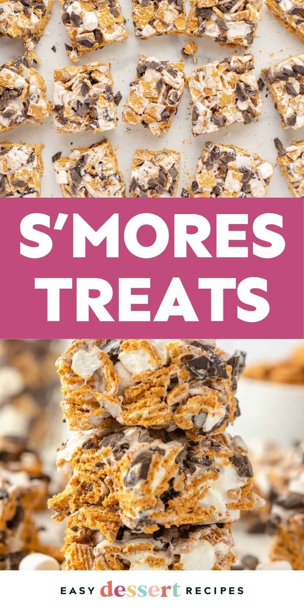 Pinterest graphic. S'mores treats with text overlay.
