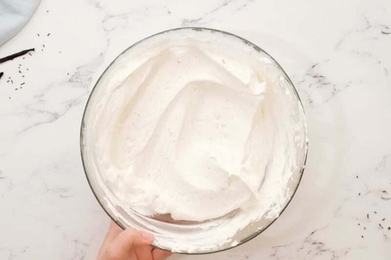 Whipped cream and sweetened condensed milk ice cream mixture.