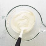 Smooth milk and cream mixture.