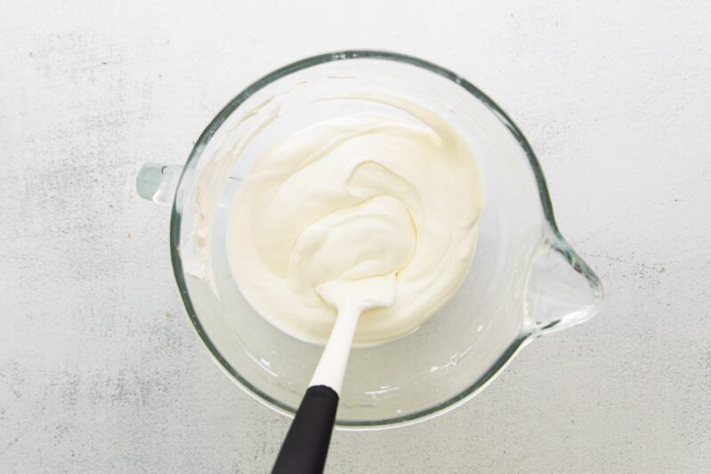 Smooth milk and cream mixture.