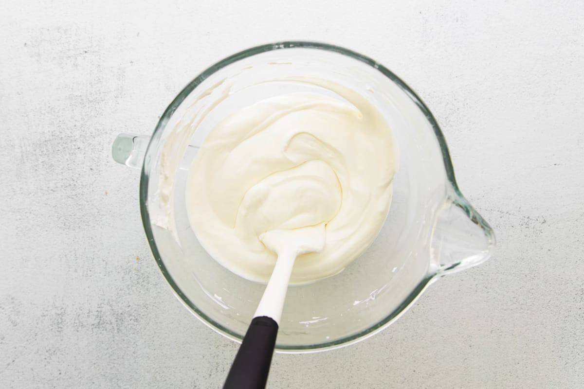 Smooth milk and cream mixture.