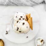 Overhead view of scoops of s'mores ice cream.