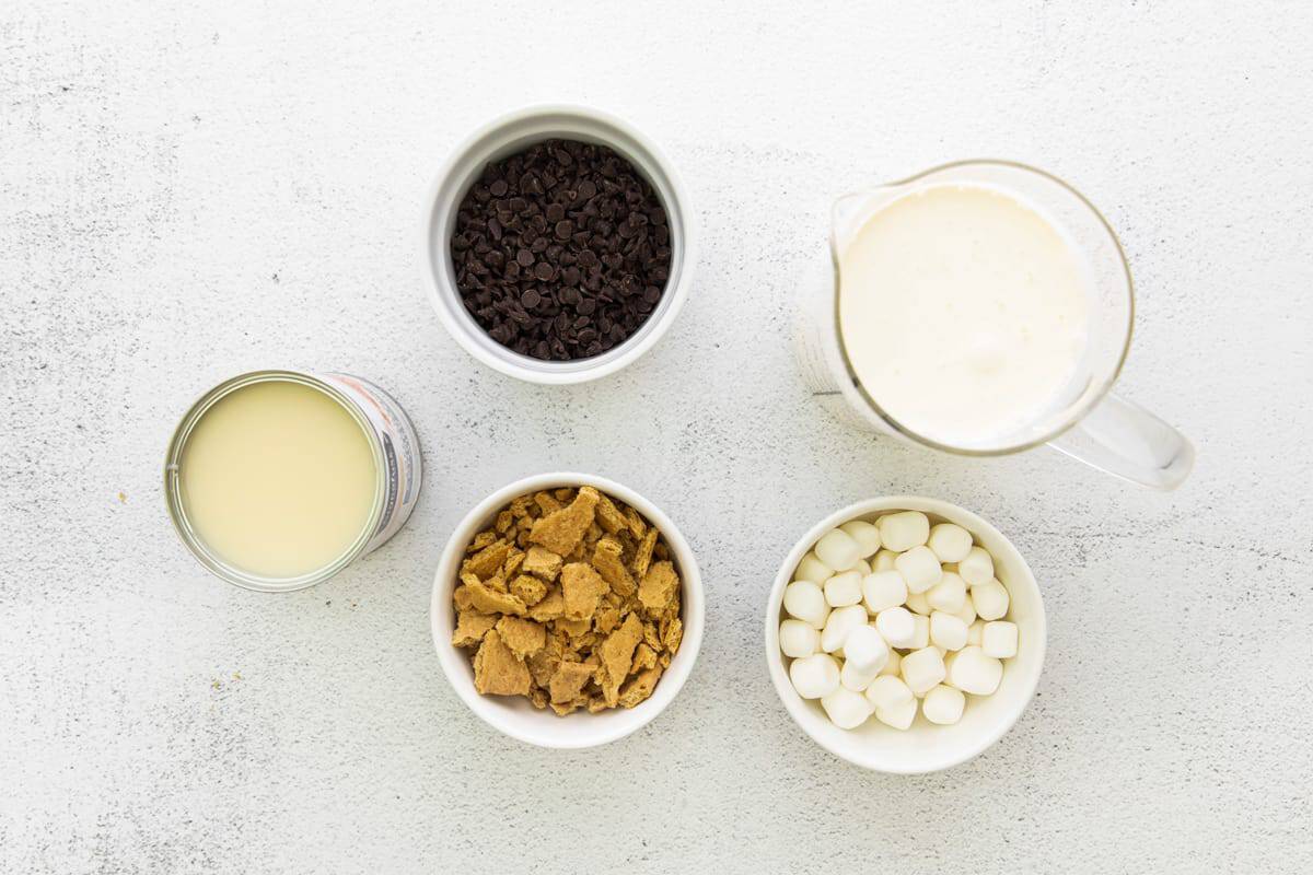 Ingredients for s'mores ice cream.