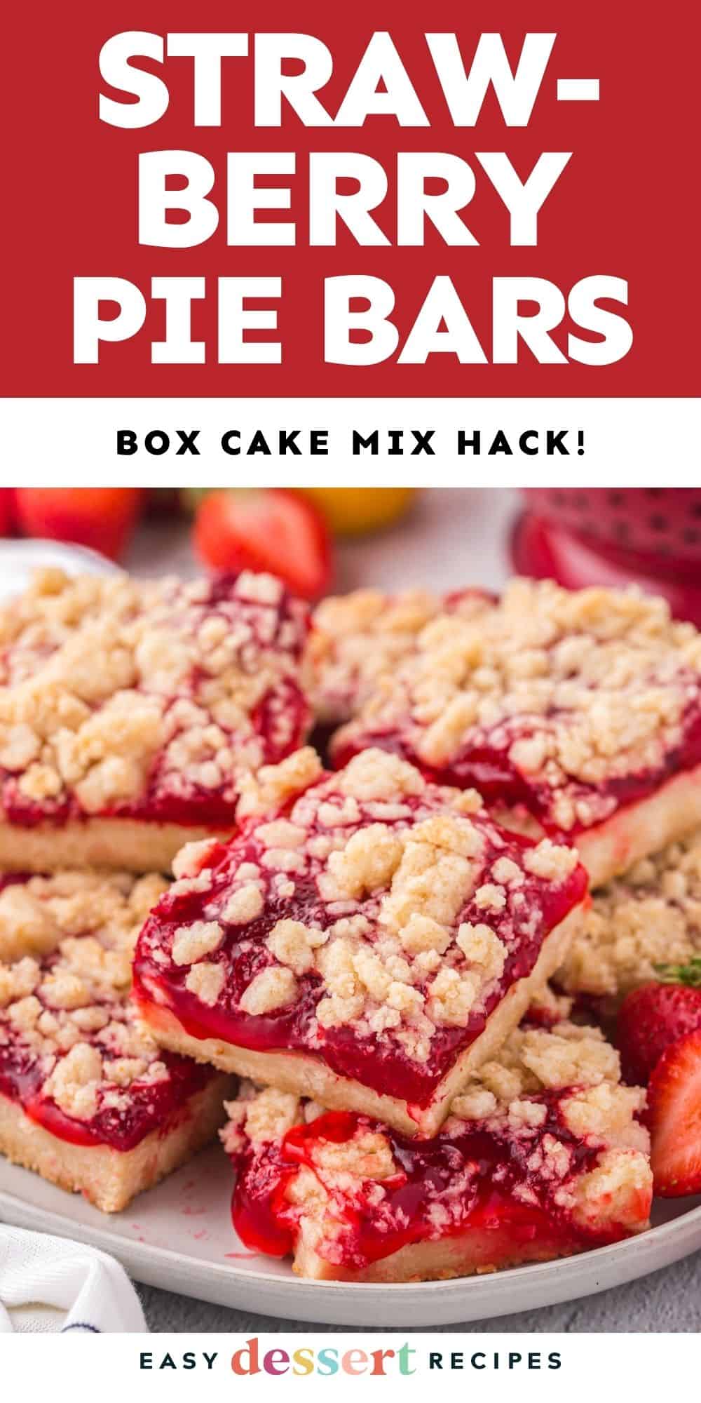 Pinterest graphic. Strawberry crumble bars with text overlay.