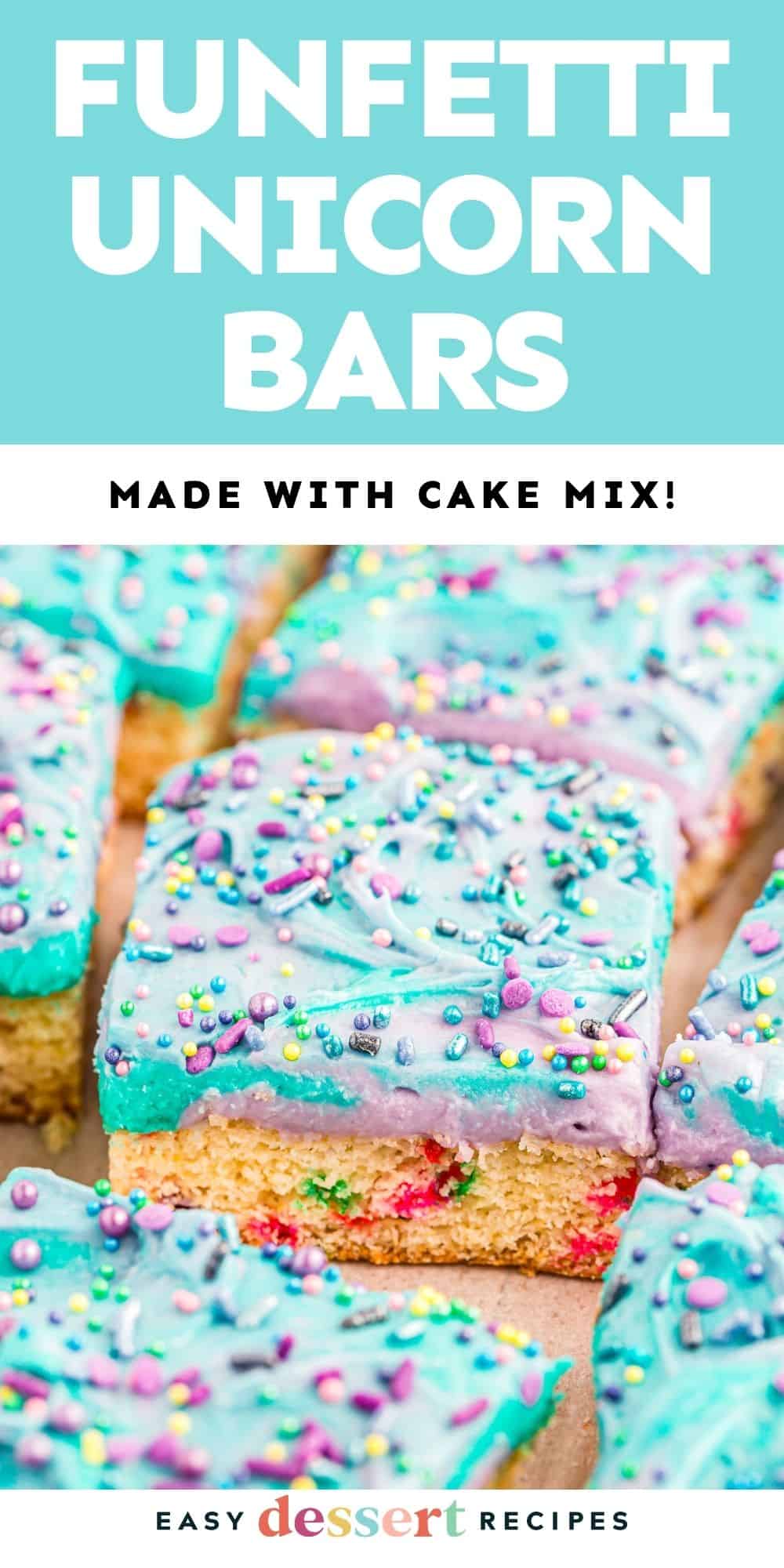 Pinterest graphic. Unicorn Bars with text overlay.