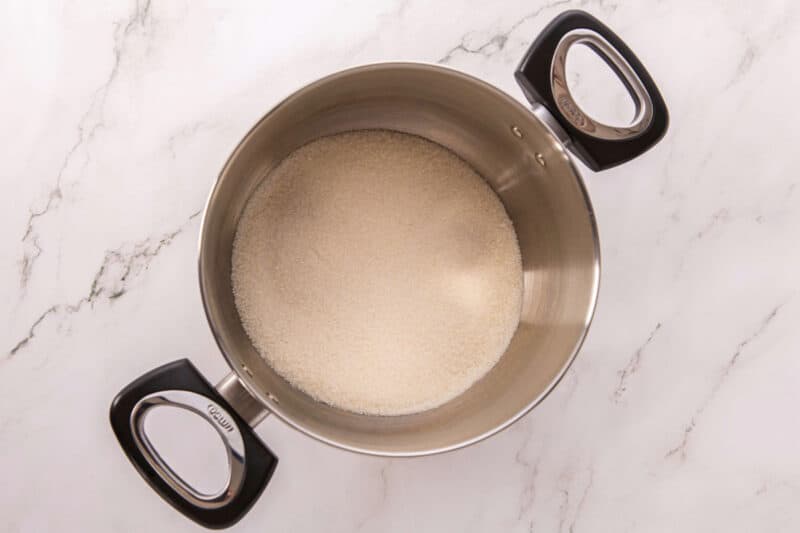 Sugar melting in a pot.