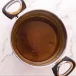Caramel sauce in a pot.