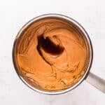 Melted peanut butter and butterscotch mixture.