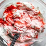 Pureed strawberries combined with whipped cream.