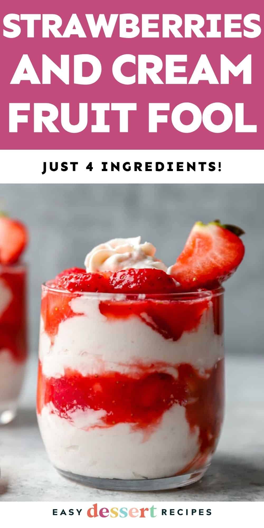 Pin: strawberries and cream fruit fool.