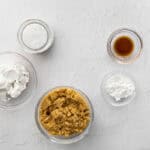 Ingredients for dairy-free caramel sauce.