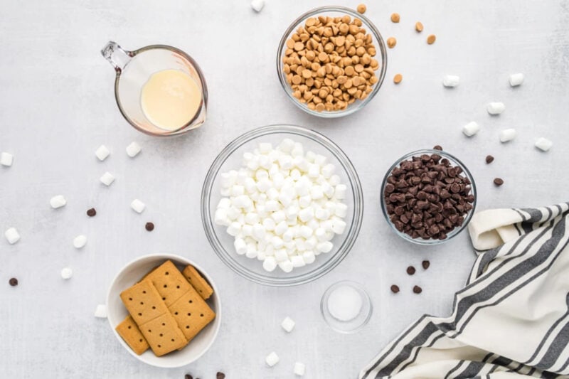Ingredients for skillet s'mores dip.