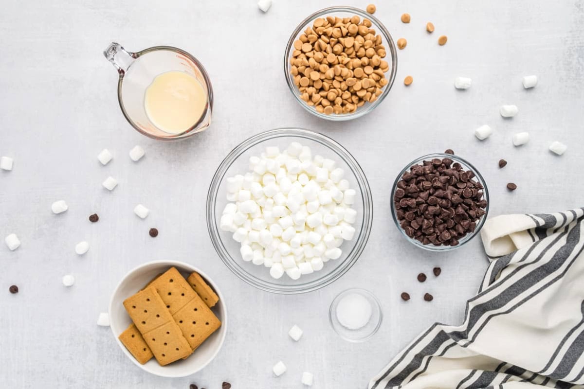 Ingredients for skillet s'mores dip.