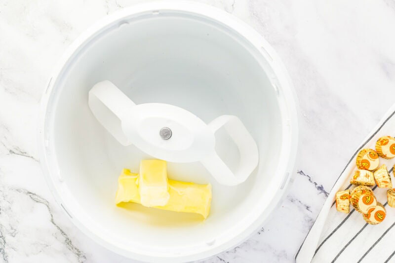 Butter in a mixer.