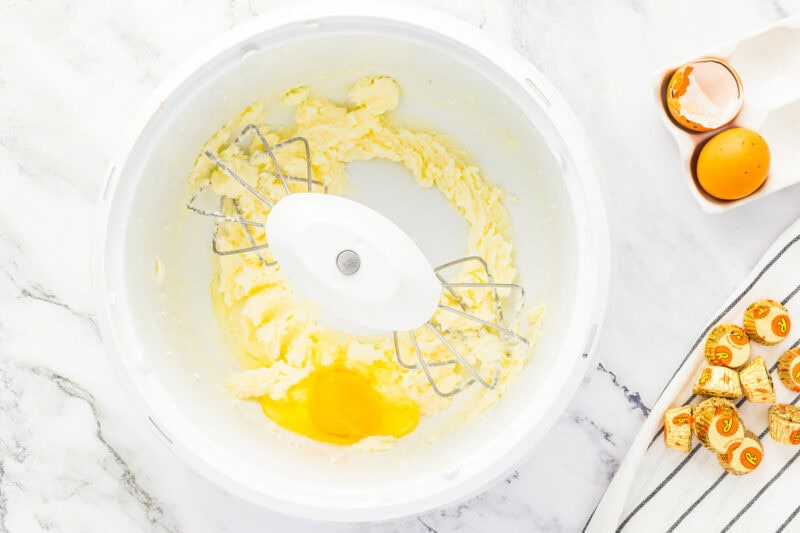 Creaming butter and sugar.